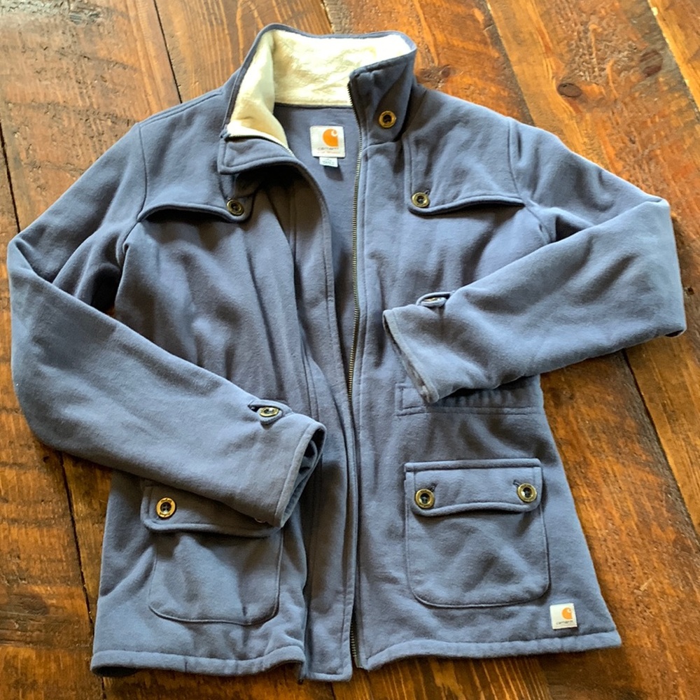 Carhartt periwinkle coloured zip up coat jacket size small, so soft!!